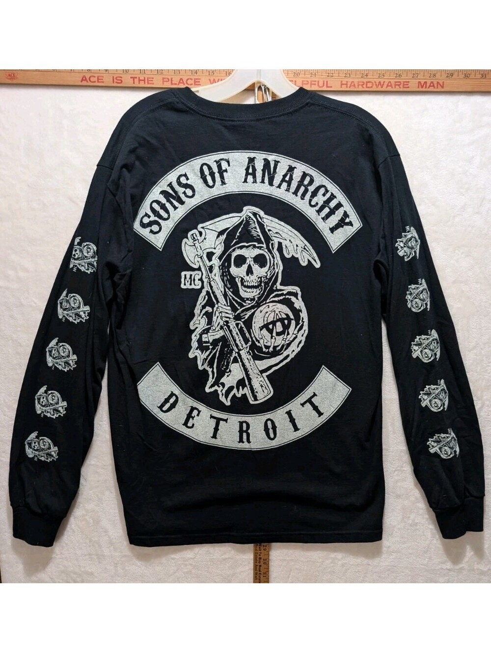 Sons of Anarchy Detroit Chapter Long Sleeve T-Shirt Men's Medium Gildan UltraCot